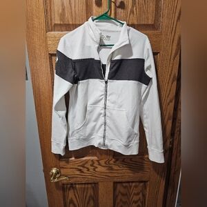 White and Black Zip-Up Jacket